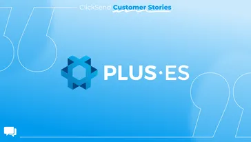 Blue Customer Stories header image with Plus ES logo